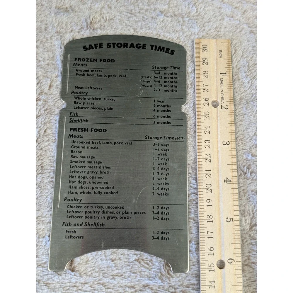 Amco Houseworks Vintage Stainless Steel Safe Food Storage Times Magnet 8331